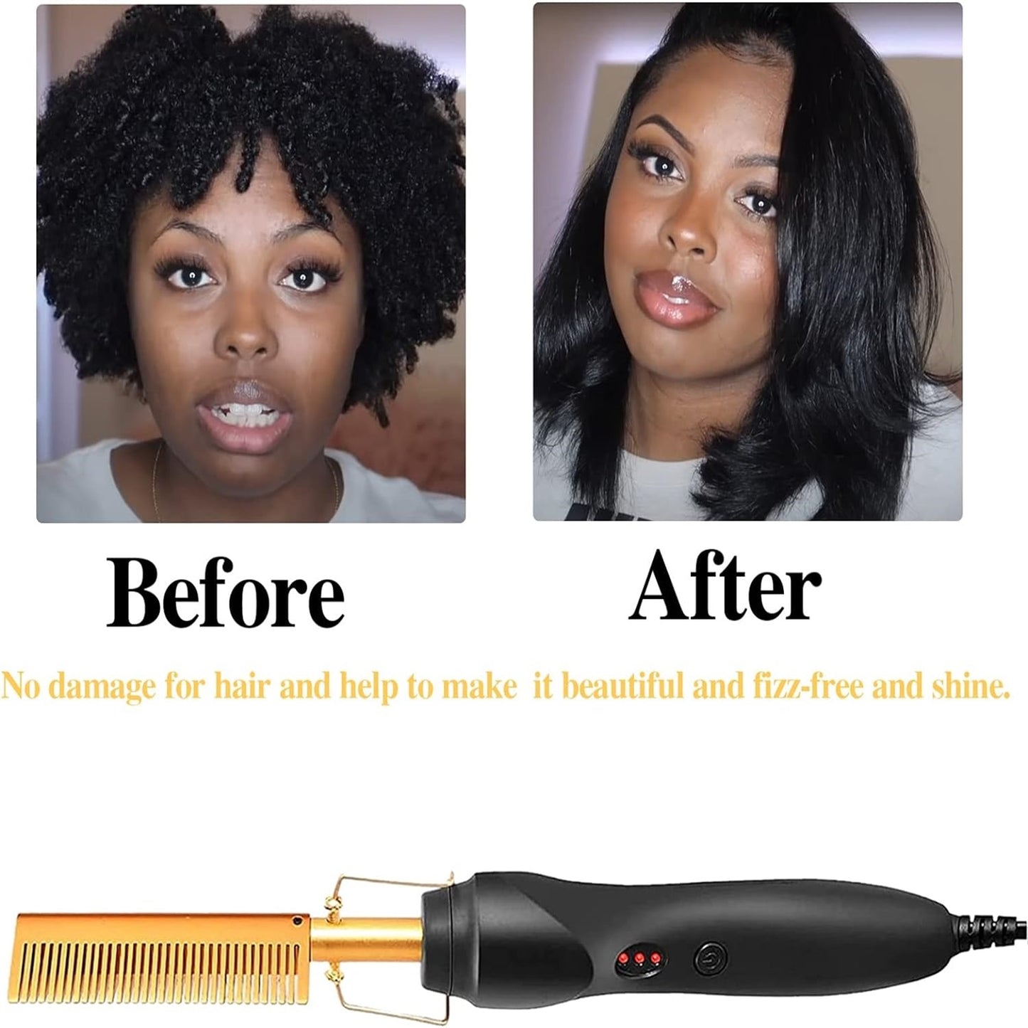 19 Counts Electric Hot Comb Hair Straightener, Deluxe Electrical Straightening Comb Curling Iron For Natural Black Hair Wigs Pressing Combs With Melting Spray Wig Glue Hair Wax Stick Set Haircare Heat