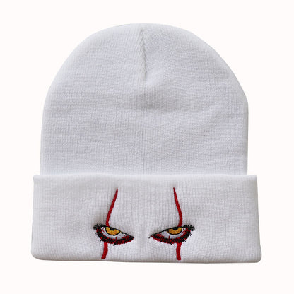 Scary It Clown eyes knitted hat