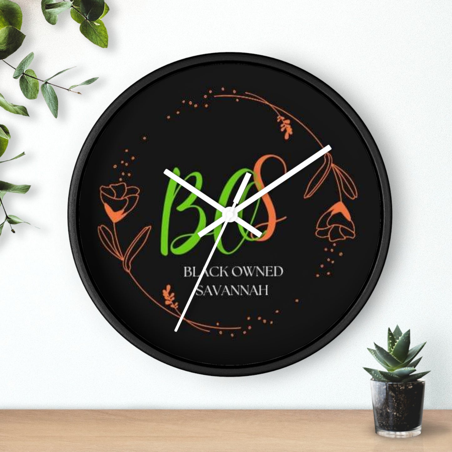 Black Owned Savannah  "BOS" Wall Clock