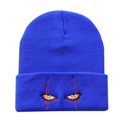 Scary It Clown eyes knitted hat