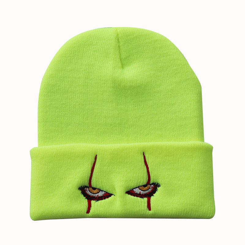 Scary It Clown eyes knitted hat