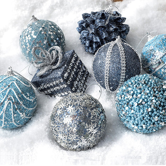 Star blue foam ball Christmas tree 8cm decoration accessories