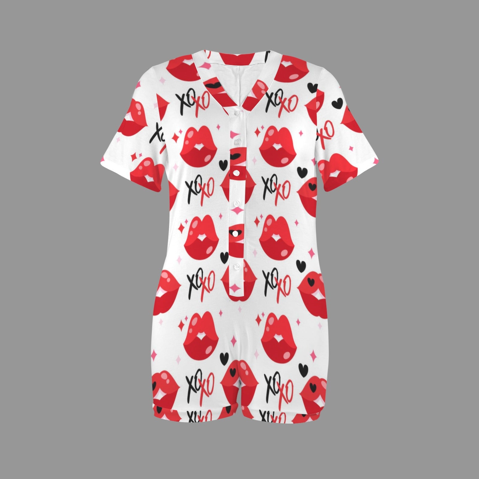 LeCoopMerch23 XOXO Kisses V-Neck Onesies Pajamas