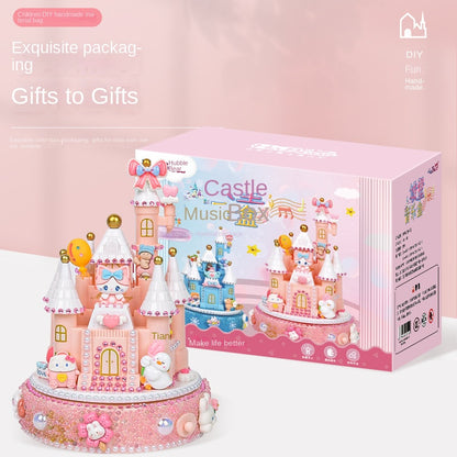 Castle Music Box Handmade DIY Cream Glue Material Package Sticky Diamond Children's Puzzle Girl Christmas Gift