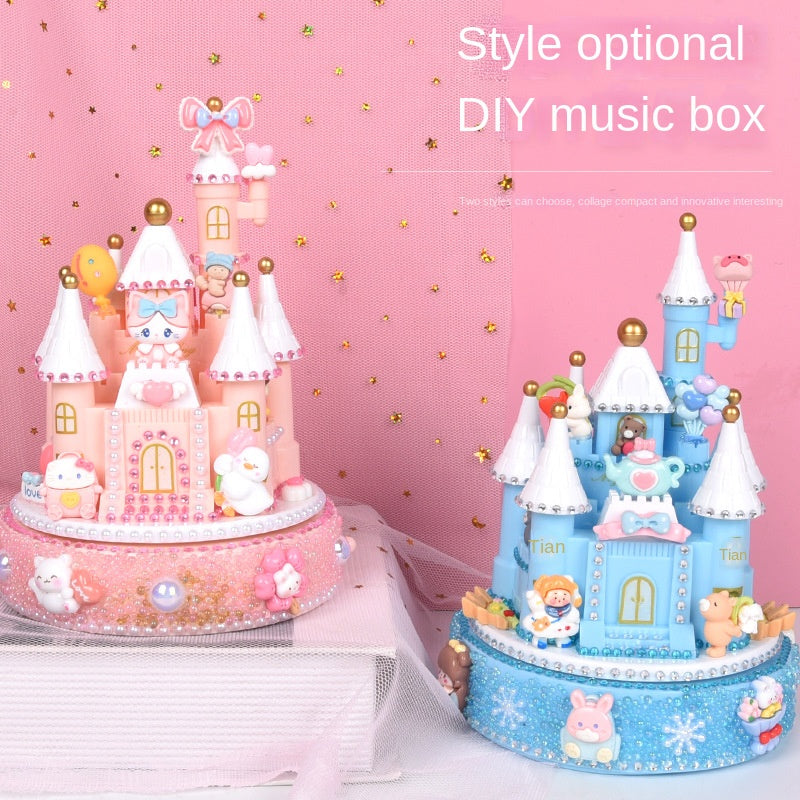 Castle Music Box Handmade DIY Cream Glue Material Package Sticky Diamond Children's Puzzle Girl Christmas Gift