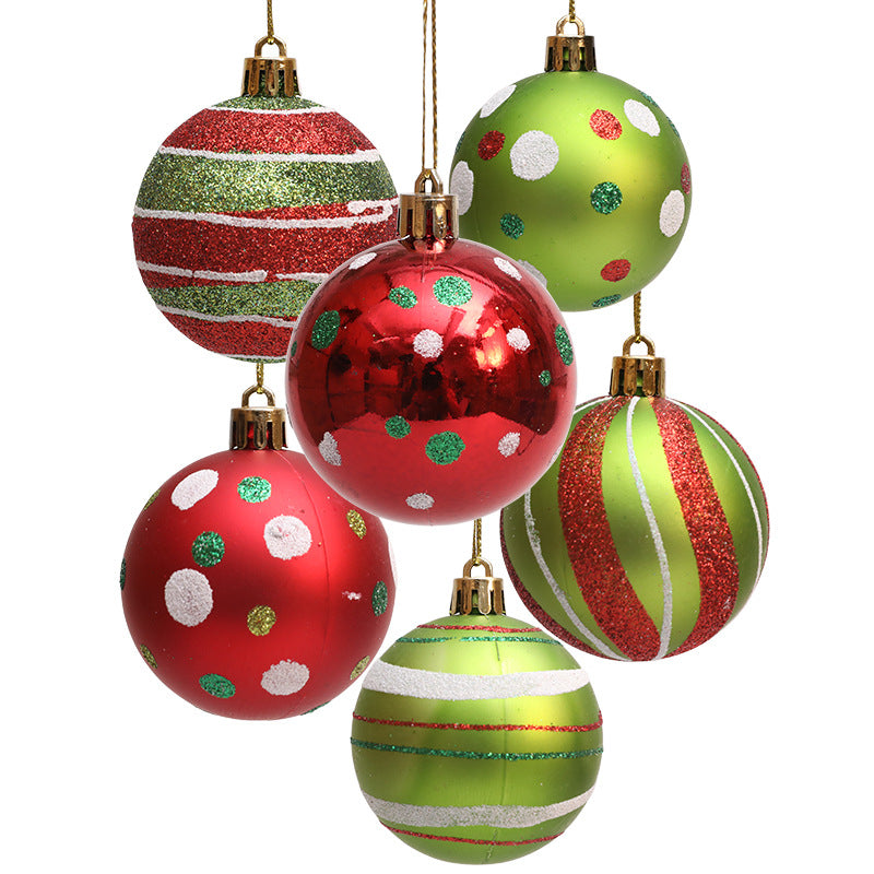 Christmas Ball Red White Green Spot Penalty Ball Christmas Tree Ornament Hand drawn Christmas Ball Plastic Painted Ball