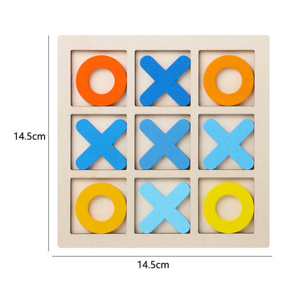 Wooden OX Well Chess Children's Puzzle Nine Palace Grid Triple Chess Game Parent Child Desktop Interaction Christmas Toy Gift