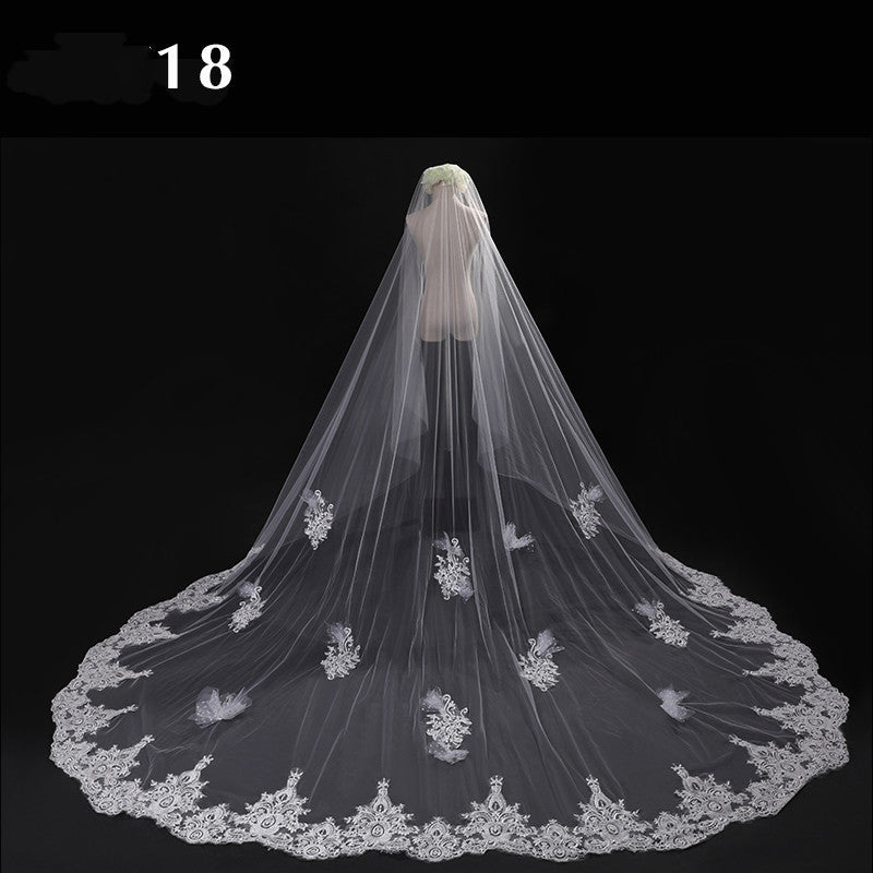 Bride Wedding Veil Long Long Tail