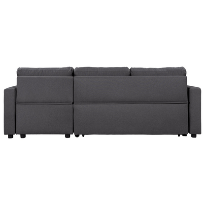 Upholstery  Sleeper Sectional Sofa Grey with Storage Space, 2 Tossing Cushions