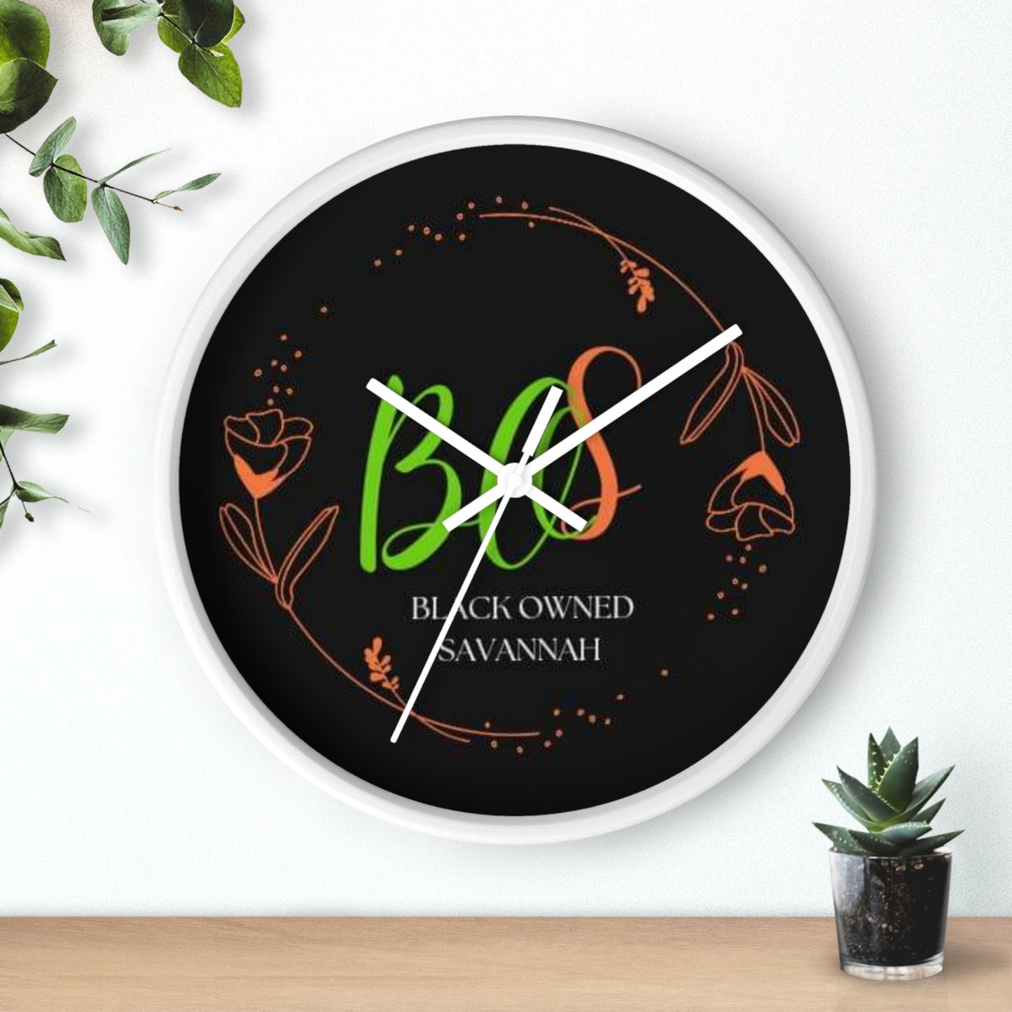 Black Owned Savannah  "BOS" Wall Clock