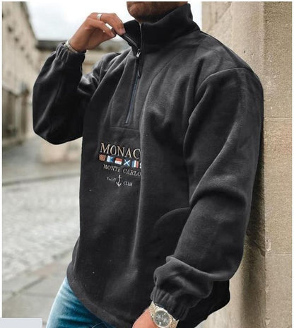 Alphabet Embroidery Thickened Casual Men's Sweater