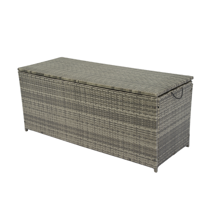 Outdoor Storage Box, 113 Gallon Wicker Patio Deck Boxes with Lid, Outdoor Cushion Storage for Kids Toys, Pillows, Towel Grey Wicker