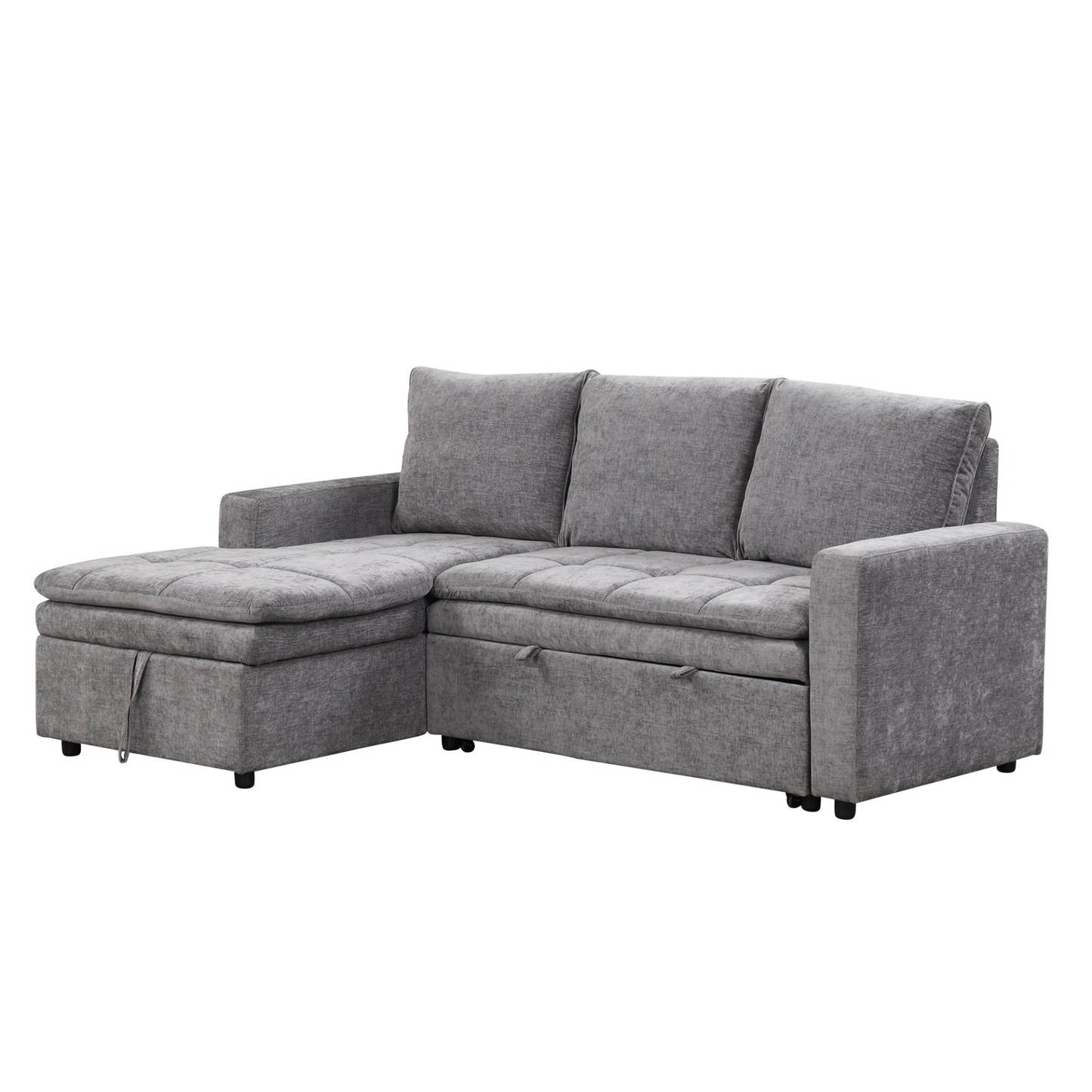 Soft Upholstered Sectional Sofa Bed with Storage Space, Suitable for Living Rooms and Apartments.