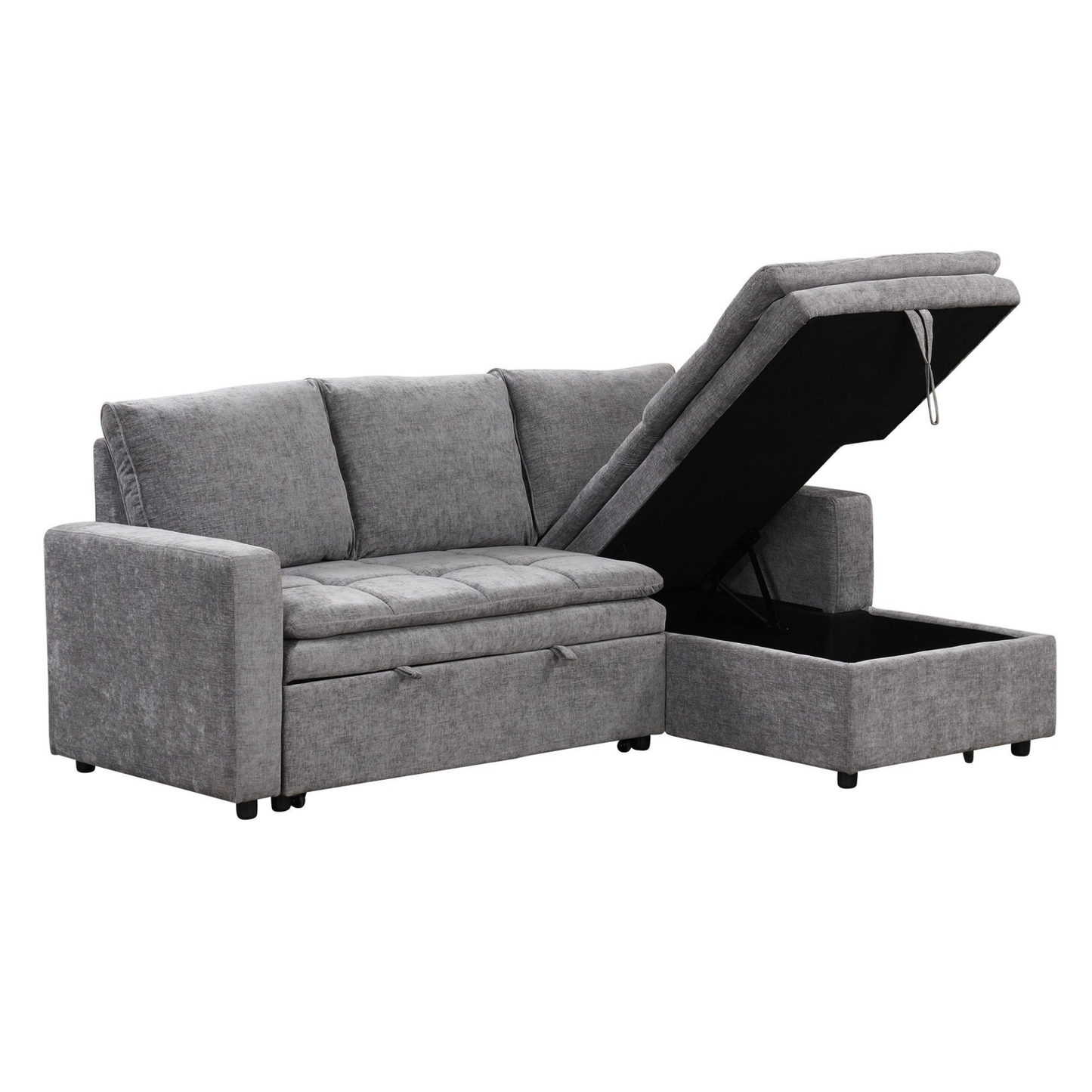 Soft Upholstered Sectional Sofa Bed with Storage Space, Suitable for Living Rooms and Apartments.