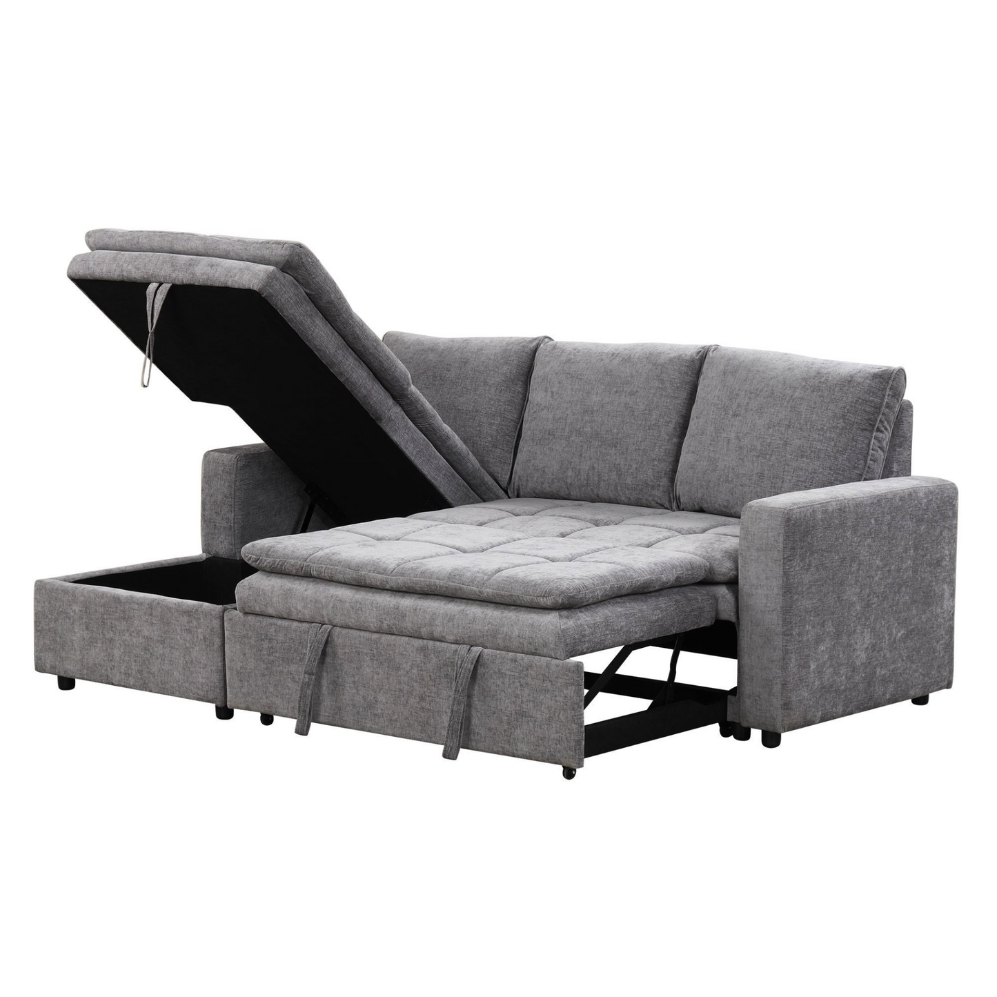 Soft Upholstered Sectional Sofa Bed with Storage Space, Suitable for Living Rooms and Apartments.