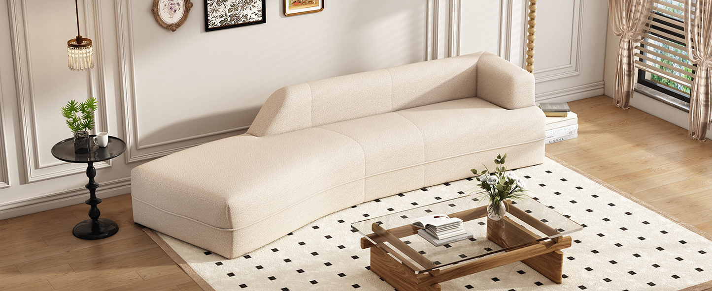 109.4" Curved Chaise Lounge Modern Indoor Sofa Couch for Living Room, Beige