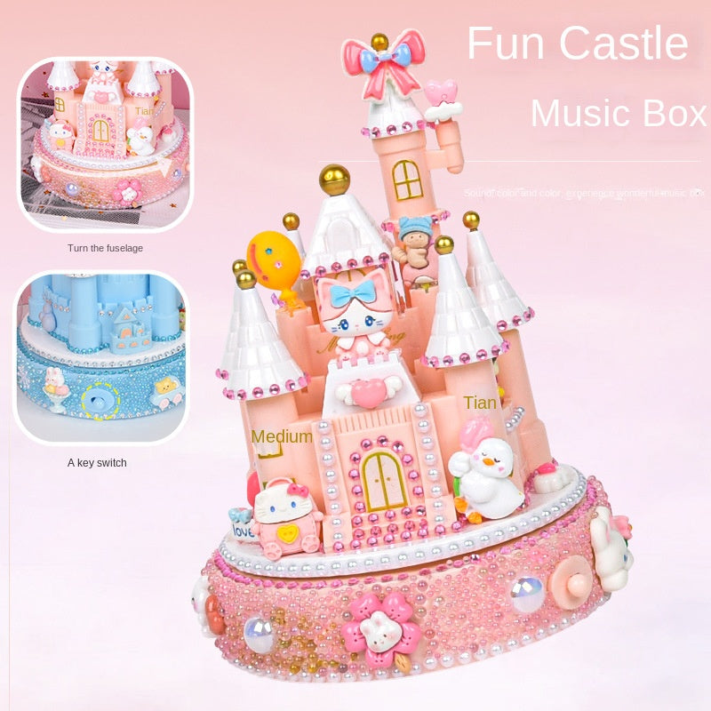 Castle Music Box Handmade DIY Cream Glue Material Package Sticky Diamond Children's Puzzle Girl Christmas Gift