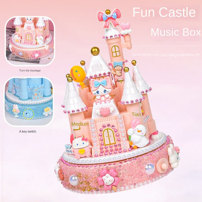 Castle Music Box Handmade DIY Cream Glue Material Package Sticky Diamond Children's Puzzle Girl Christmas Gift