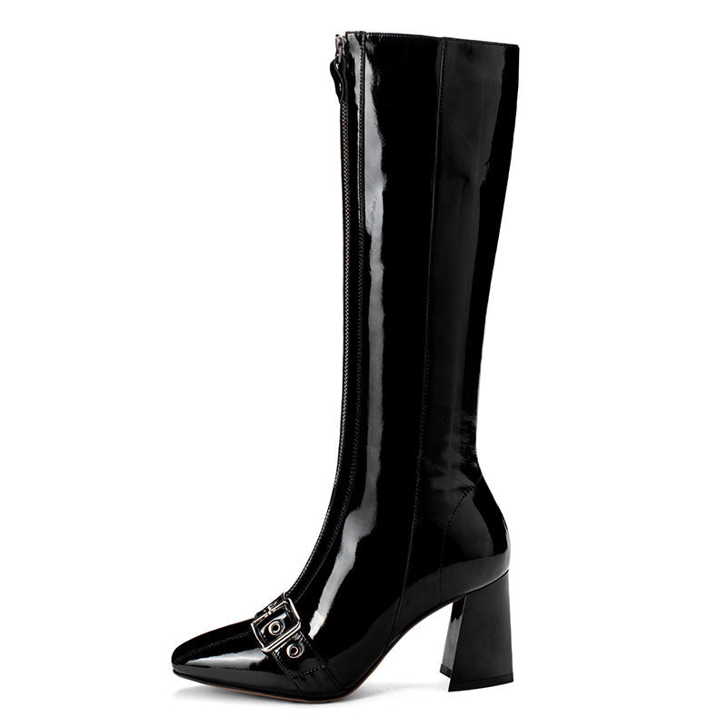 Patent leather Martin boots