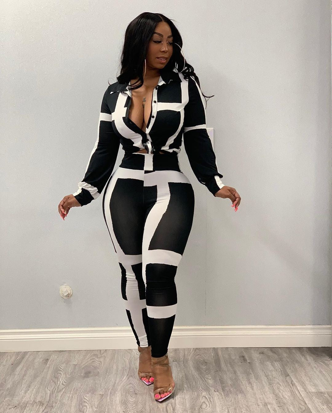 Women's striped pants suit