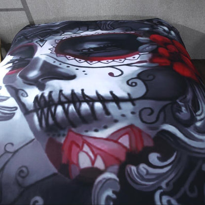 Black Skull Halloween Duvet Cover Set