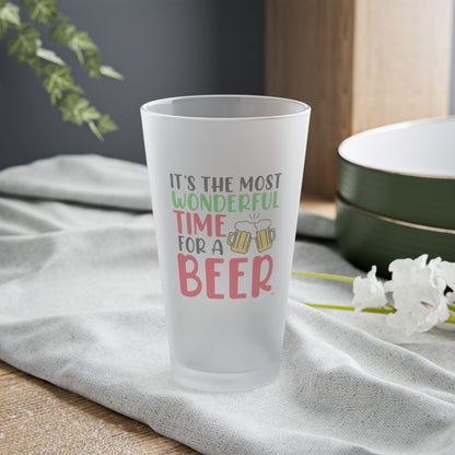 LCM23 "It's The Most Wonderful Time For A Beer" Frosted Pint Glass, 16oz