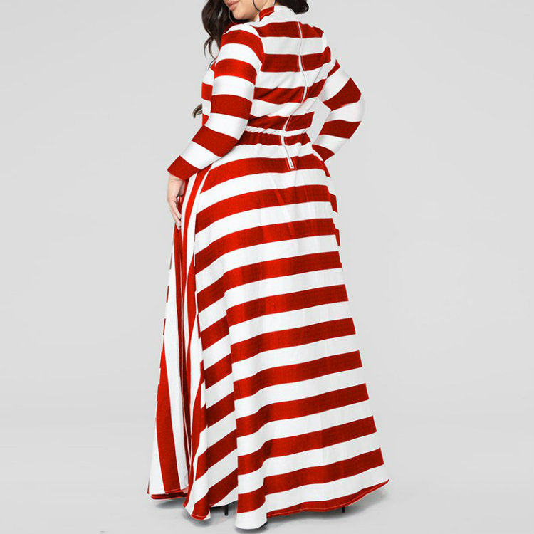 Plus Size Striped Woman''s Dress