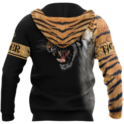 Tiger 3D Digital Printing Loose Hooded Sweater Men