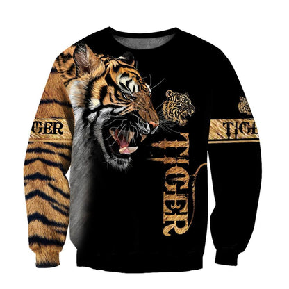 Tiger 3D Digital Printing Loose Hooded Sweater Men