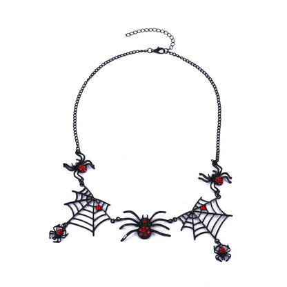 Halloween Spider And Spider Web Necklace Necklace