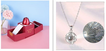 Valentine's Day Metal Rose Jewelry Gift Box