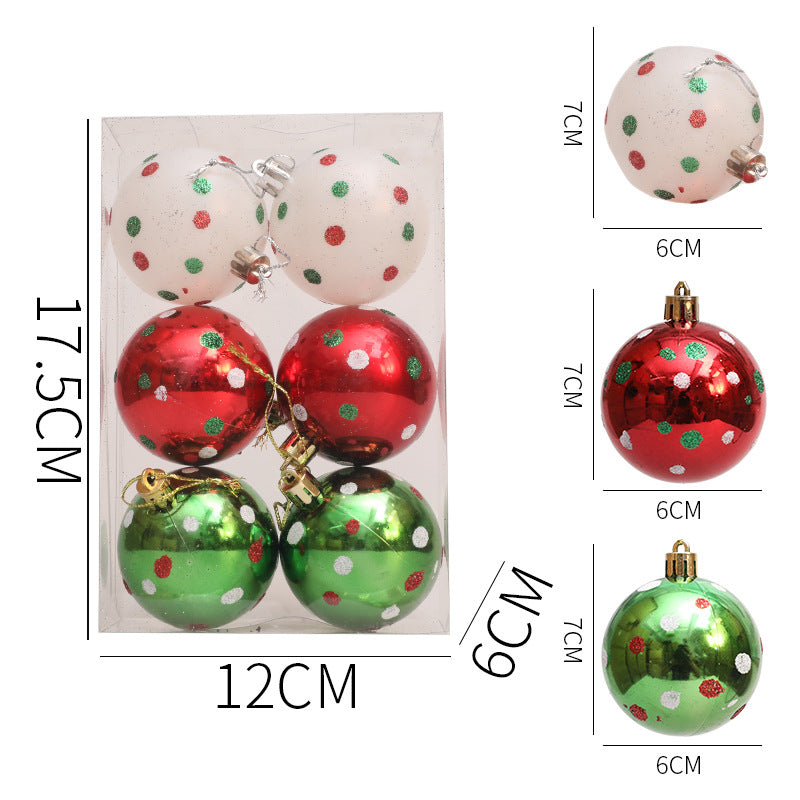 Christmas Ball Red White Green Spot Penalty Ball Christmas Tree Ornament Hand drawn Christmas Ball Plastic Painted Ball