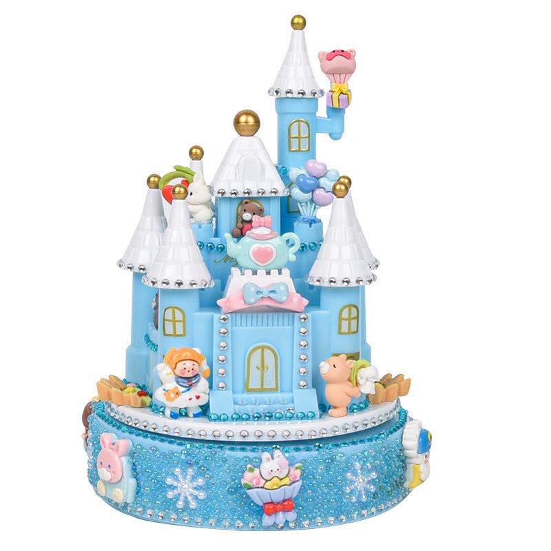 Castle Music Box Handmade DIY Cream Glue Material Package Sticky Diamond Children's Puzzle Girl Christmas Gift