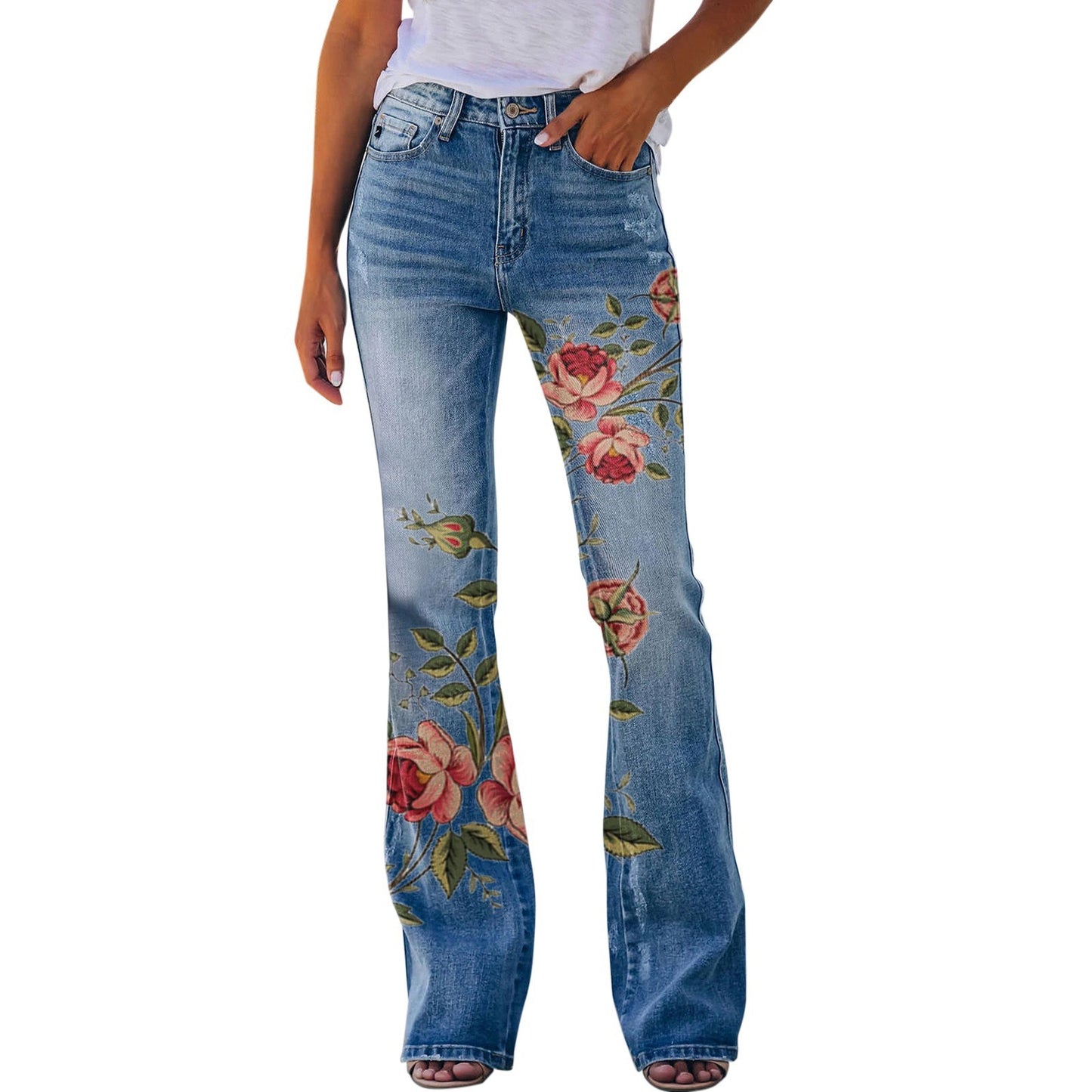 Summer New Flower-bird Print Women's Trousers