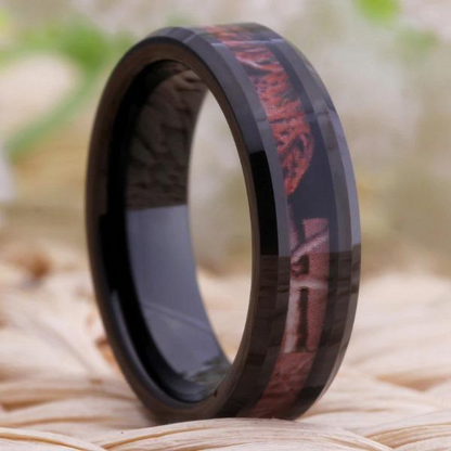 Tungsten 8mm Tree Inlay Wedding Bands