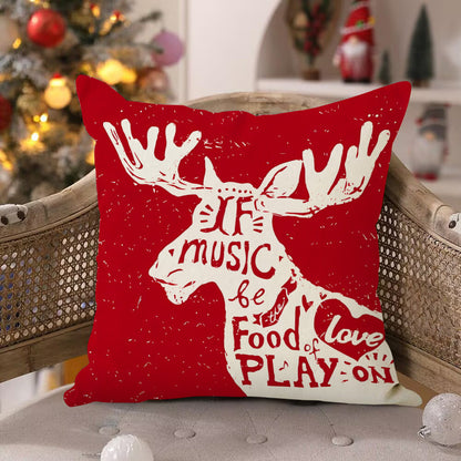 Christmas deer print pillow cover linen pillowcase