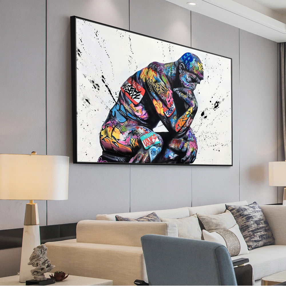 Thinker Man Wall Art Abstract Poster Painting