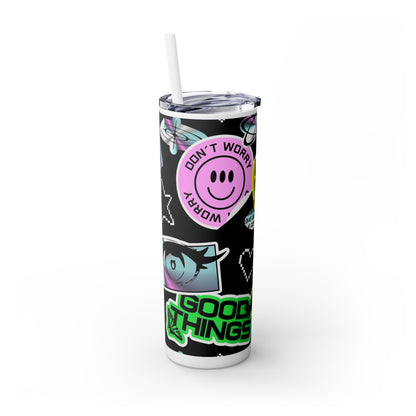 LCM23 School VIbes Skinny Tumbler with Straw, 20oz