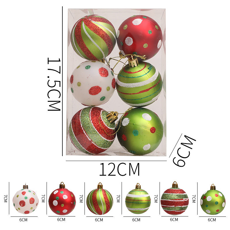 Christmas Ball Red White Green Spot Penalty Ball Christmas Tree Ornament Hand drawn Christmas Ball Plastic Painted Ball