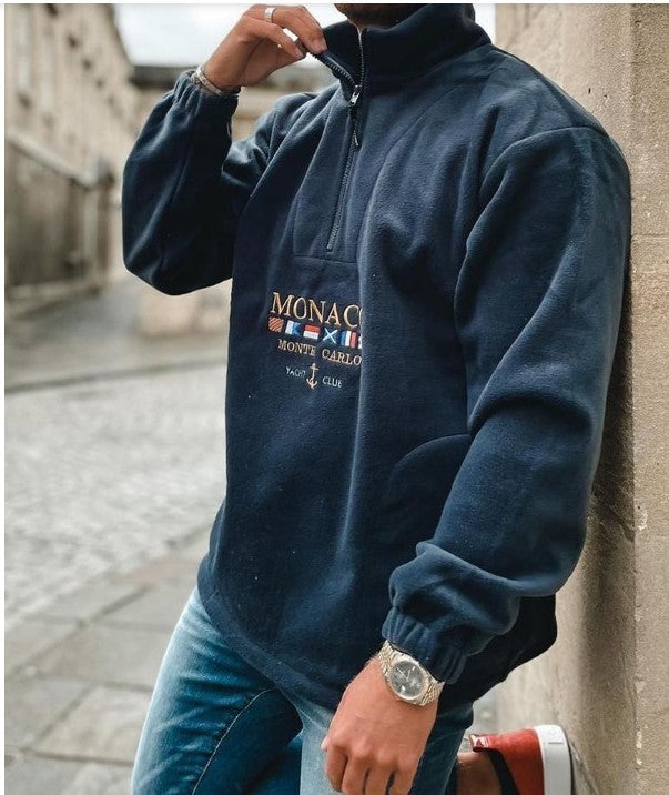 Alphabet Embroidery Thickened Casual Men's Sweater