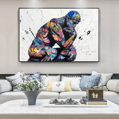 Thinker Man Wall Art Abstract Poster Painting