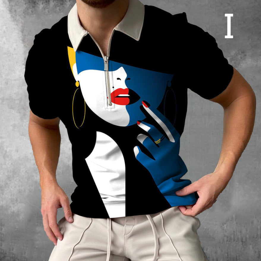 Face Art Print Short Sleeve Men's Shirt