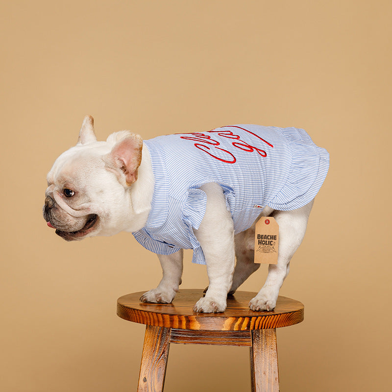 Pet clothes striped embroidery
