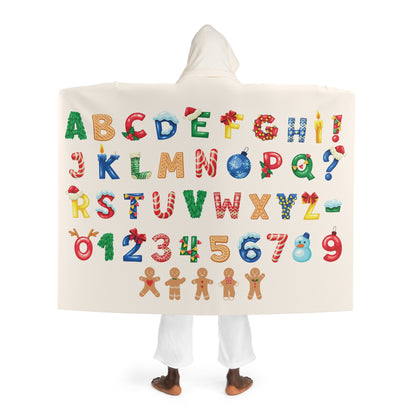 LCM23 Xmas Alphabet Hooded Sherpa Fleece Blanket