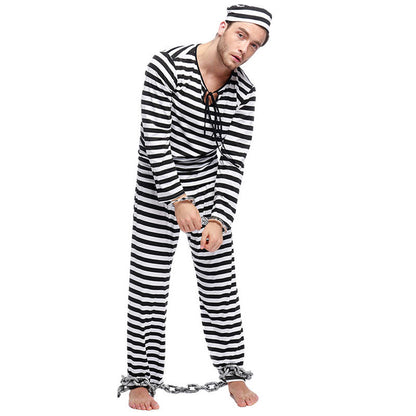 Striped parent-child prisoner costume