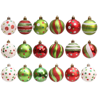 Christmas Ball Red White Green Spot Penalty Ball Christmas Tree Ornament Hand drawn Christmas Ball Plastic Painted Ball