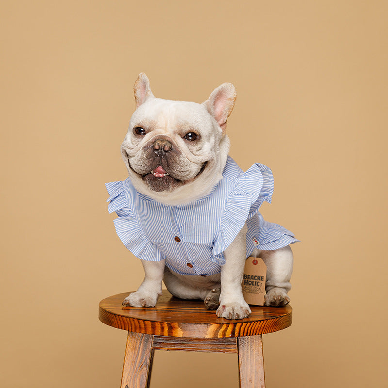 Pet clothes striped embroidery