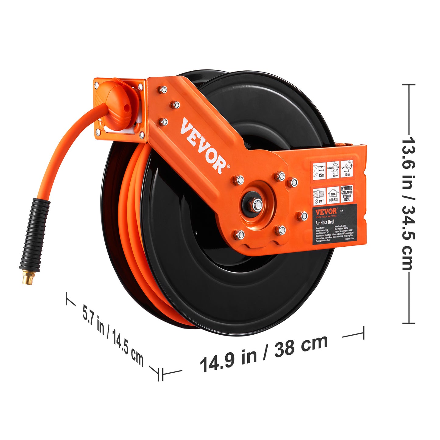 VEVOR Retractable Air Hose Reel, 50 FT