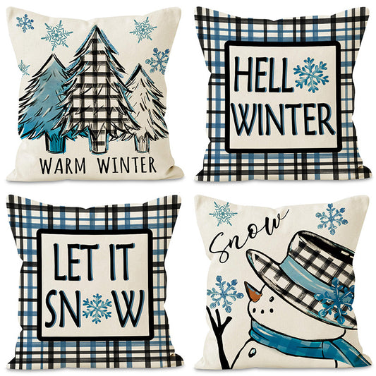 Christmas tree checkered pillow cover
