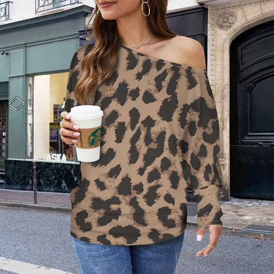 LCM23 Leopard One Shoulder Sweater